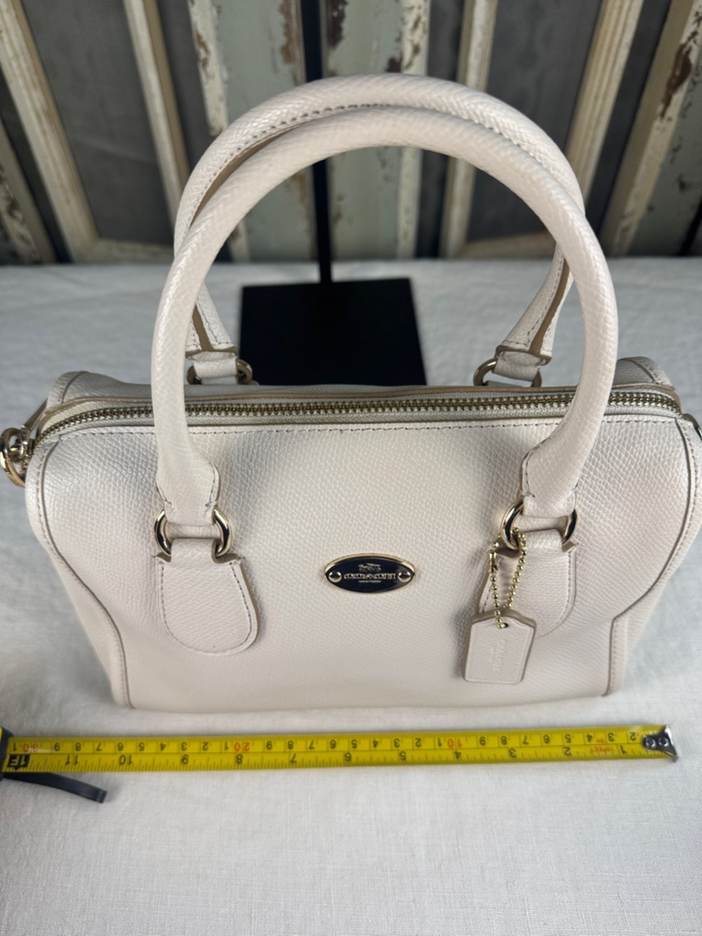 Coach Cream Bennett Mini Leather Satchel with Gold Plaque - Picture 4 of 13